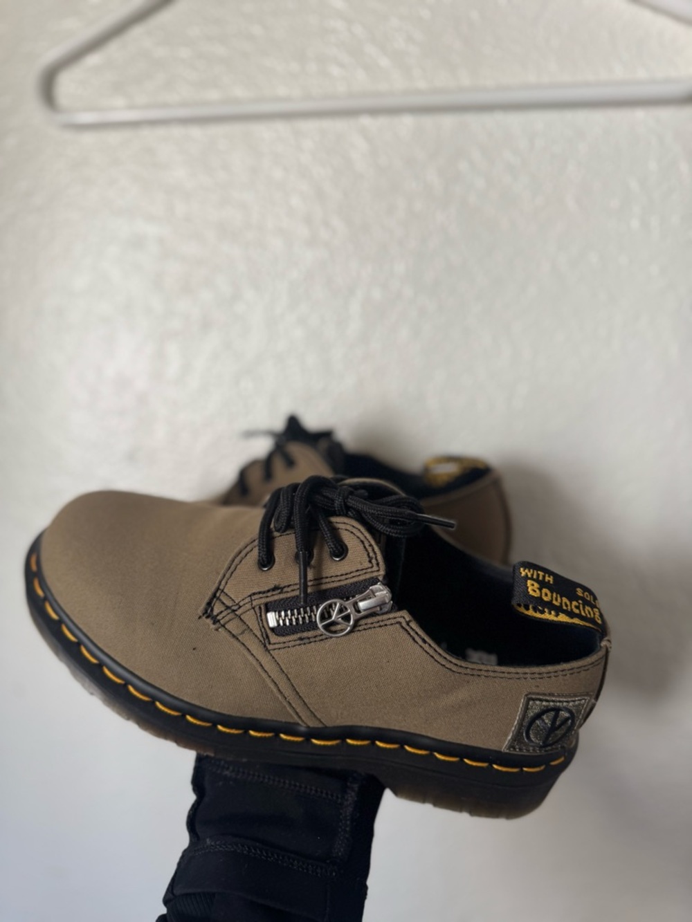 Dr. Martens Olive Canvas Oxford with Yellow Stitching